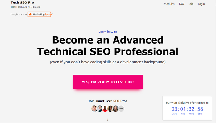 technical SEO course homepage