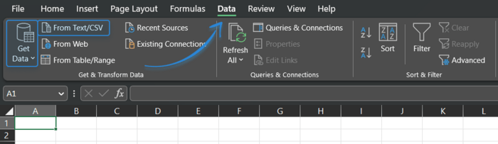 importing data from CSV to Excel