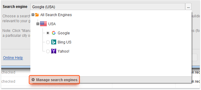 Managing custom search engines